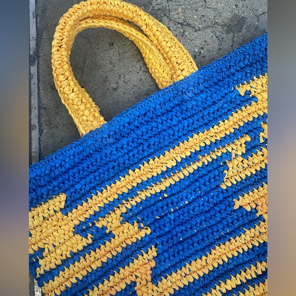 Rodeo Bar Style Rustic Raffia Aztec Tote - Picture 6 of 6